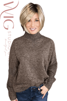 Woman wearing rooted blonde chin-length bob style (Jon Renau's Ava in 12SF8)