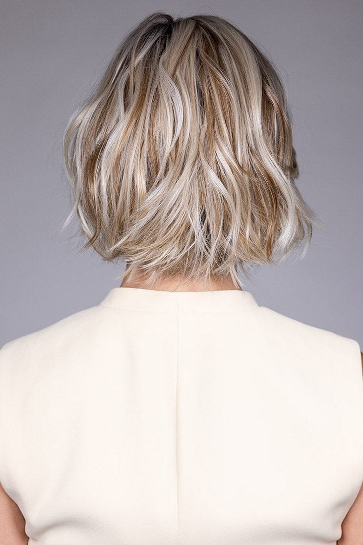 Woman is wearing Kate wig by Belle Tress in Butterbeer R | Back