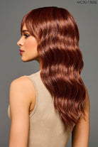 Model is wearing Kaliyah wig by Kim Kimble in MC30-130SS Cherry Cola | Left Side