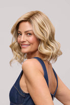 Lacy Lite by Jon Renau blonde shoulder-length lob wig with soft waves and a realistic lace front.