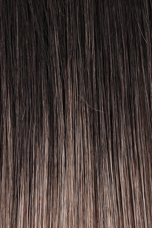 Midnight | S2-103/18RO | A Black/Brown Blend rooting transitioning at mid-length to Platinum Blonde and a Dark Natural Ash Blonde blend mid-length to the ends
