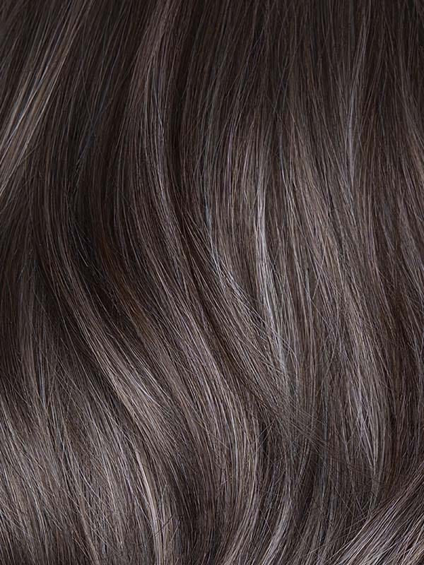 Mushroom Grey-R | Dark brown and light brown base beautifully incorporates silvery grey. Shadow root creates a stylish and modern vibe.
