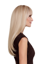 Woman wearing Next Top Model wig by TressAllure in Biscotti Blonde | Right Side