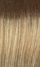SUNSET BLOOM-Light wheat blonde with dark strawberry blonde highlights and medium brown root