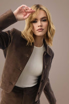 Blonde woman in brown jacket, Smooth_Wavez-Bronzed_Honey-R-2