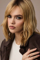 Smooth Wavez Bronzed Honey wig on woman