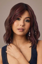 Woman with Smooth Wavez, Deep Plum Brown hair