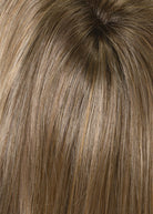 Close-up of brown hair with highlights