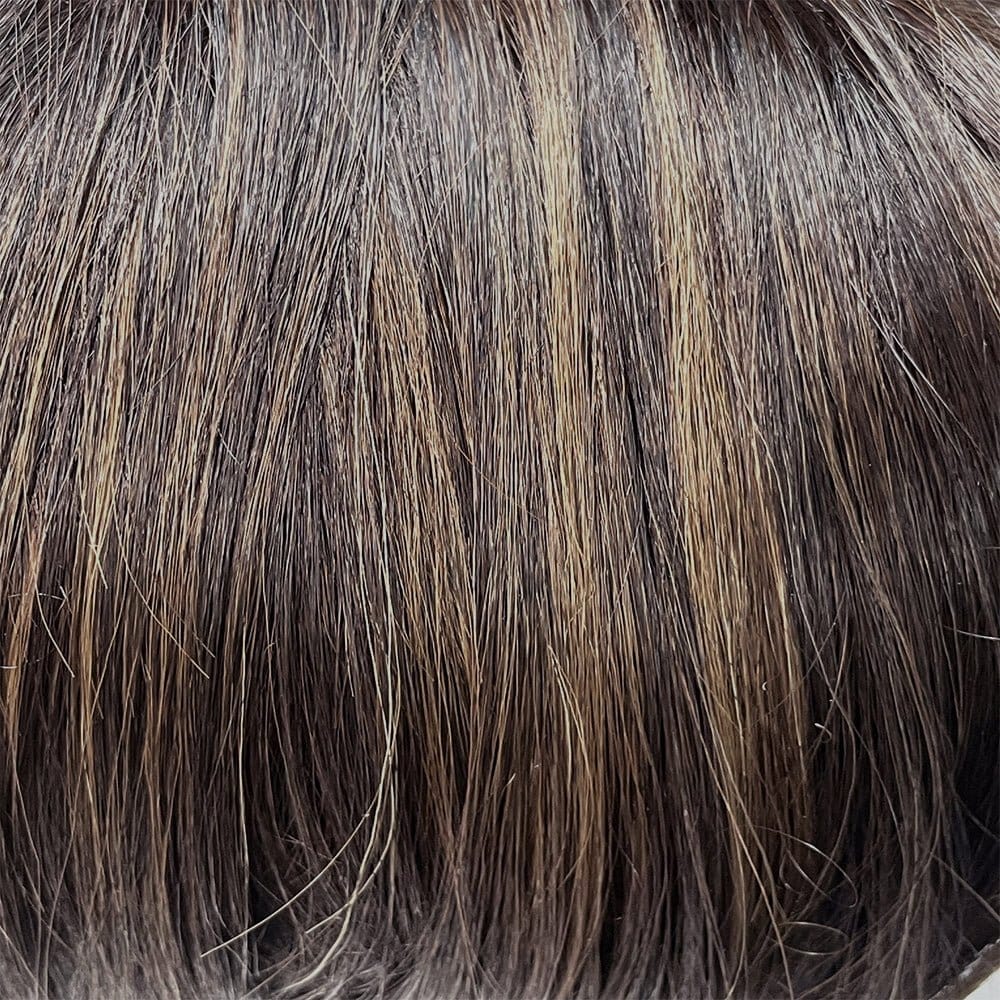 Close-up of Triple Chocolate R - a soft cappuccino root with a blend of medium brown and chocolate tones. 