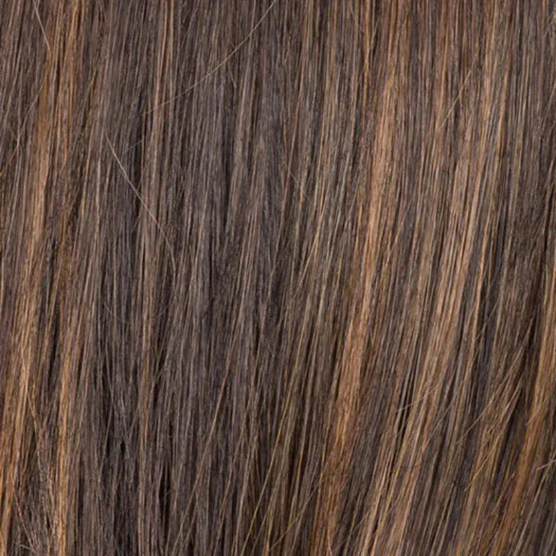 Coffee Brown Lighted 8.60.20 | Medium Brown and Dark Brown with Light Strawberry Blonde Blend with Highlights Throughout and Concentrated in the Front