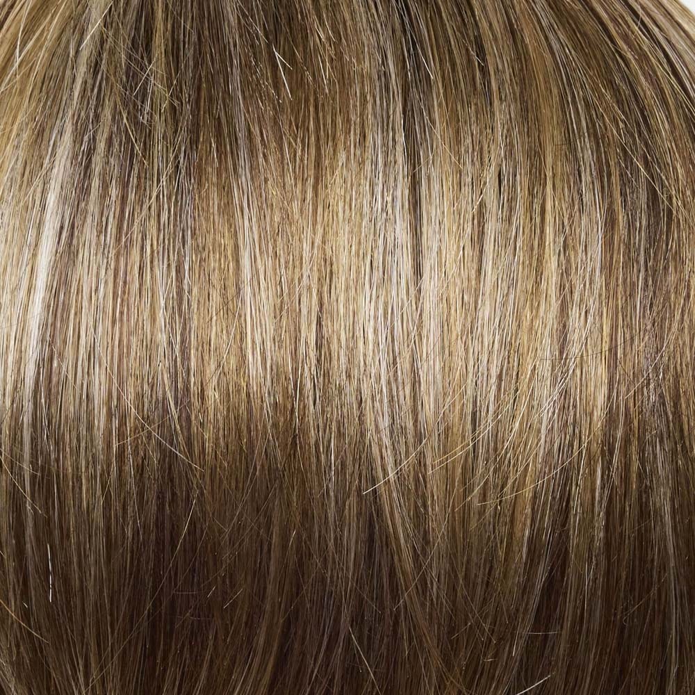 Sparkling Mocha R | Neutral dark-brown base featuring silvery white and golden blond highlights.