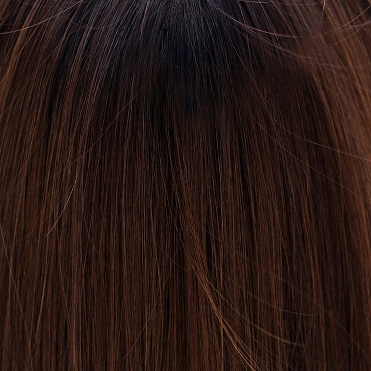 Chocolate with Caramel | 4R/8/27 | Cappuccino dark brown rooting with a blend of medium and chocolate brown.