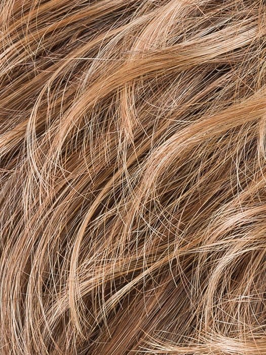 MOCCA ROOTED 830.9.27 | Medium Brown with Light Auburn and Medium Warm Brown with Dark Strawberry Blonde Blend and Shaded Roots