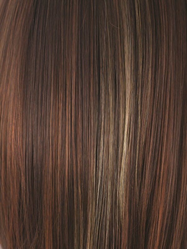 Razberry Ice-R | Rooted Dark Auburn with Medium Auburn Base with Copper and Strawberry Blonde Highlights