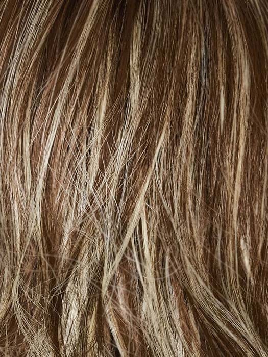 Snowy Umber-R | Medium ginger brown base with white-blond highlights