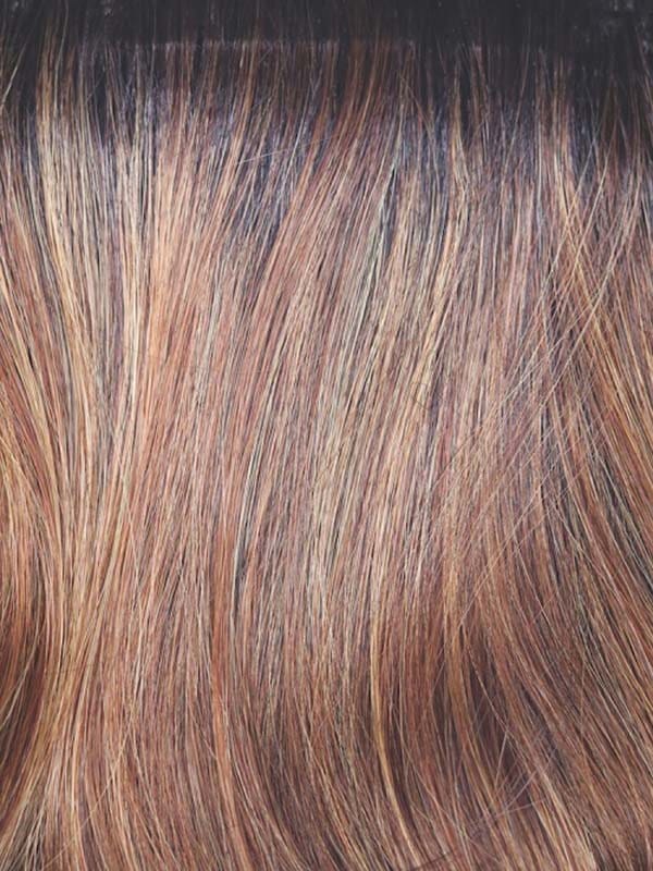 Shaded Amber | Dark auburn roots with a blend of dark copper and light copper highlights