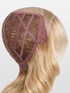 Interior view of Demi Mono wig showing the lace front, monofilament top, and wefted cap construction.
