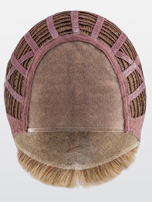 Demi Mono wig cap interior showing monofilament top, lace front, and open-wefted back construction.