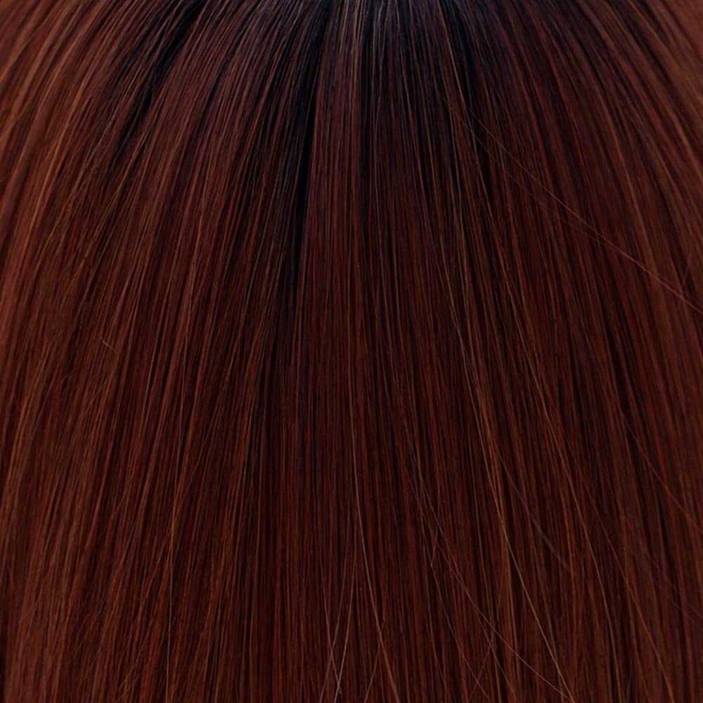Cayenne with Ginger Root | 1BR/33/350 | A mixture of off black and darkest brown rooting with a blend  of cayenne, burgundy, red mahogany and chocolate cherry