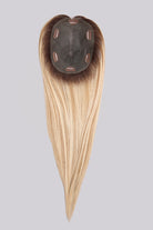 Jon Renau easiTop Lite Petite 14-inch human hair topper with a monofilament base and blonde rooted color.