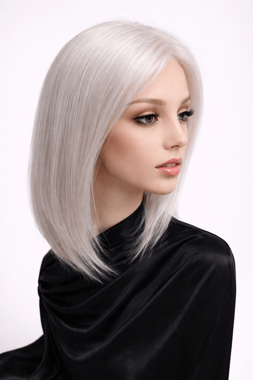 Eileen 12" Remy European Human Hair Wig by PUSH Hair in color Blanche | A soft pure white