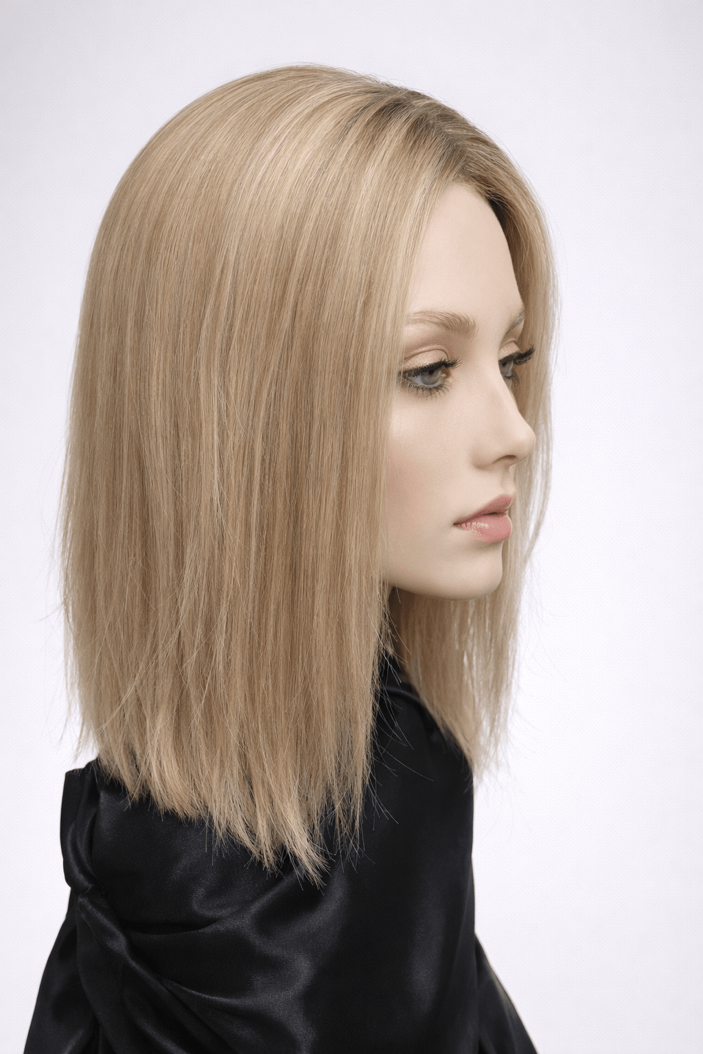 Fearless Human Hair Topper 10-12" by PUSH Front/Side view - Color Brulee