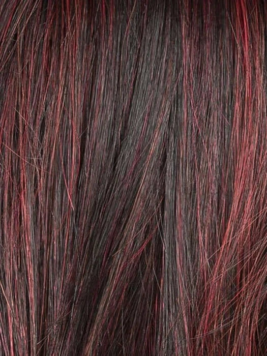 Aubergine Rooted | Darkest Brown with hints of Plum at the base and Bright Cherry Red and Dark Burgundy Highlights