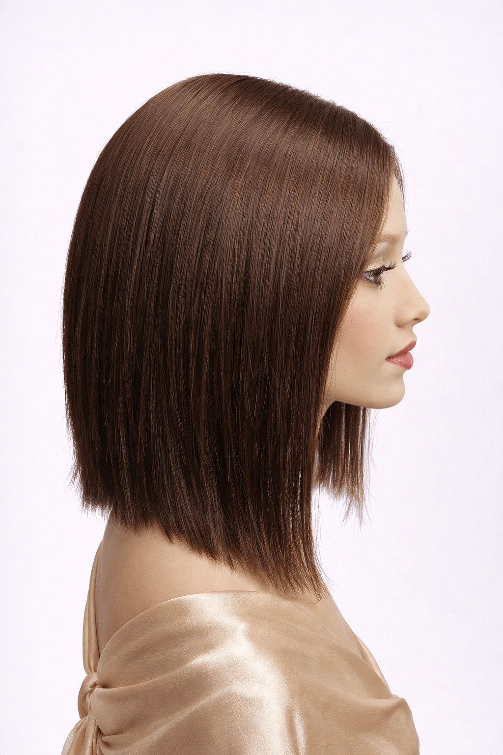 Genevieve Human Hair Wig by PUSH in color Mocha - side view