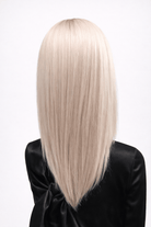 Glacial | Glacial is a cool-toned light ash blonde color with light brown rooting, boasting sophistication and confidence.