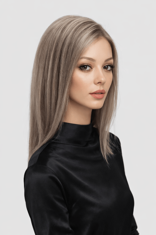 Gisele Human Hair Wig by PUSH in color Sage Front View