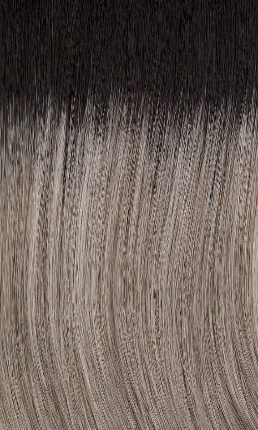 38/56GR | Silver white highlighted with light grey and light brown and off black roots