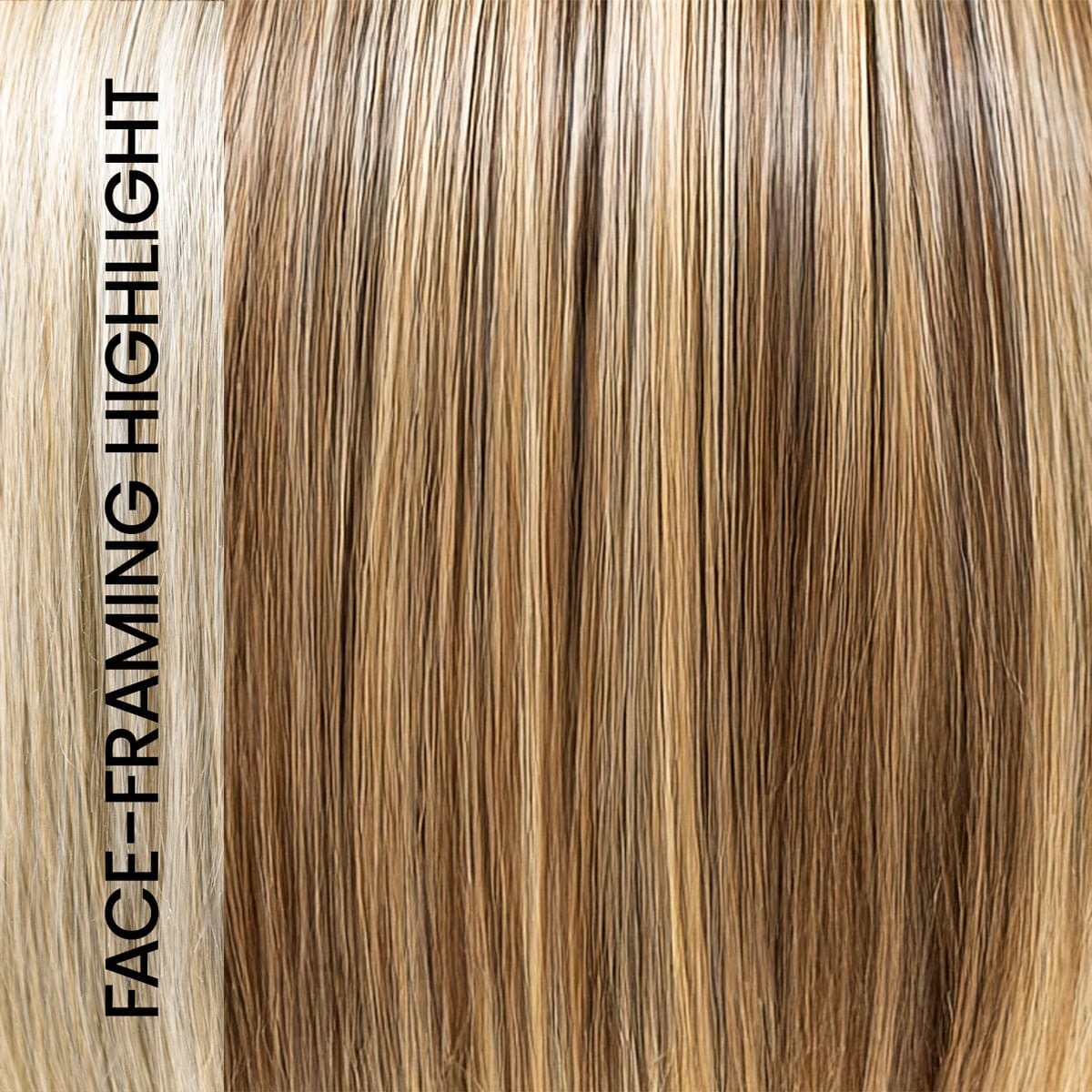 EL 17/23/R8 | Pale Auburn Beige Blonde Blend, Rooted Medium Brown, Highlighted Light Blonde with face framing highlights