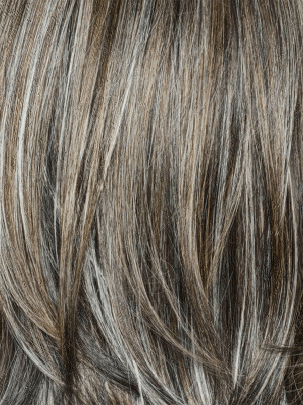 Truffle Ribbon-R |  | Off-black base with warm medium brown and silver highlights. The dark brown root creates a naturally dimensional appearance.