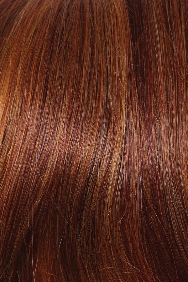 R28S | Glazed Fire | A medium red / copper / auburn shade with salon-style multi-tonal highlights and lowlights; fire is the dominant color impression.