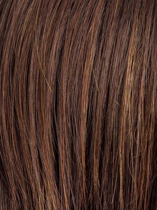 DARK CHOCOLATE ROOTED 6.33.20 | Dark Brown and Dark Auburn with Light Strawberry Blonde Blend and Shaded Roots