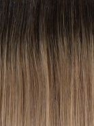 RH10/20SS | Shaded Buttered Walnut | A rooted medium brown / brunette shade built around buttered walnut. The darker root gives the color extra depth while the lengths show the lighter blended tones.