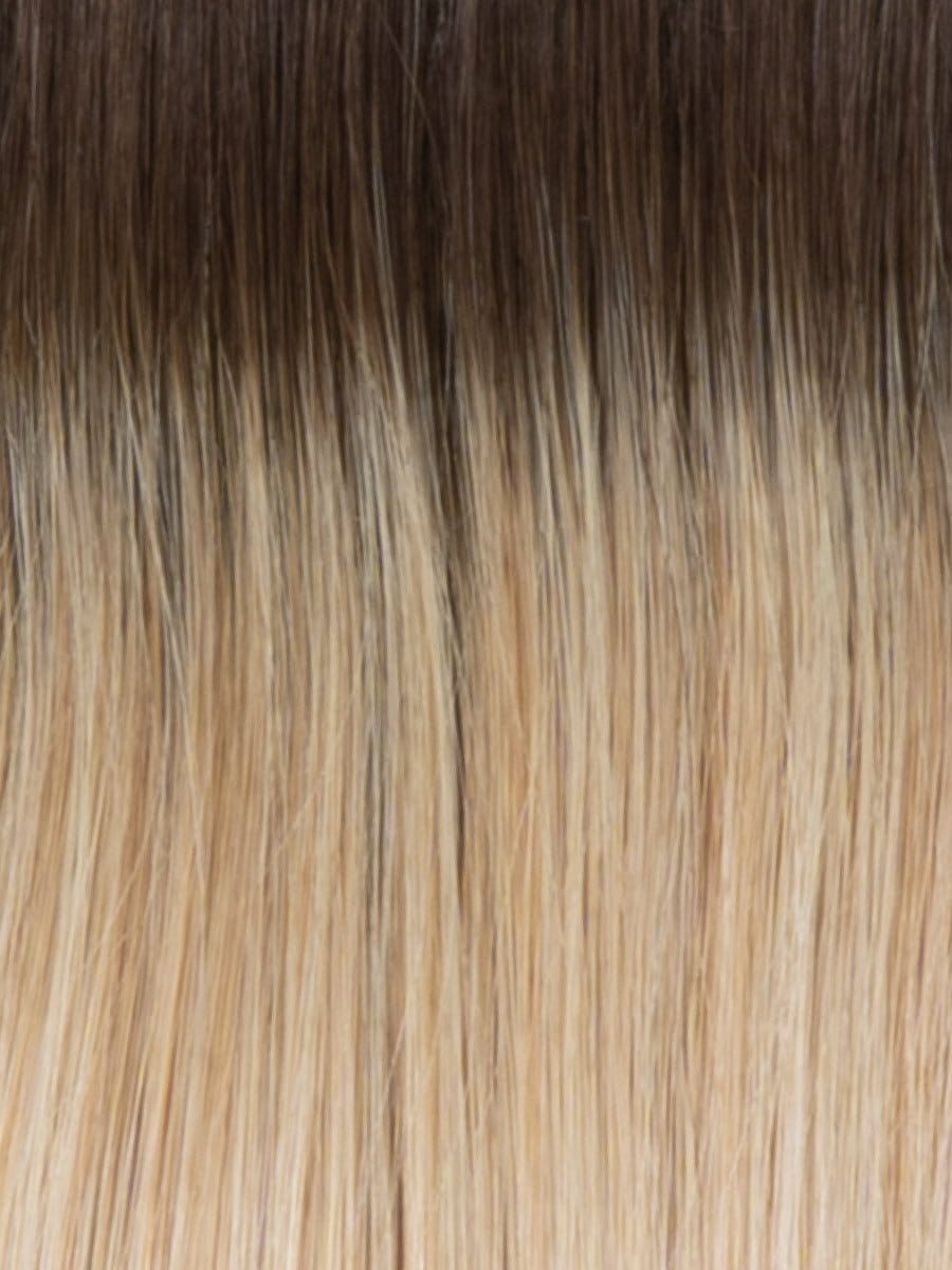 RH14/25SS | Shaded Honey Ginger | A rooted medium-light red / copper / auburn shade built around honey ginger. The darker root gives the color extra depth while the lengths show the lighter blended tones.