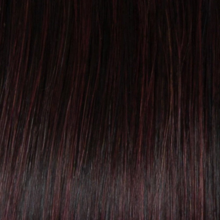 RH4/39SS | Shaded Mulberry | A rooted medium brown / brunette shade built around mulberry. The darker root gives the color extra depth while the lengths show the lighter blended tones.
