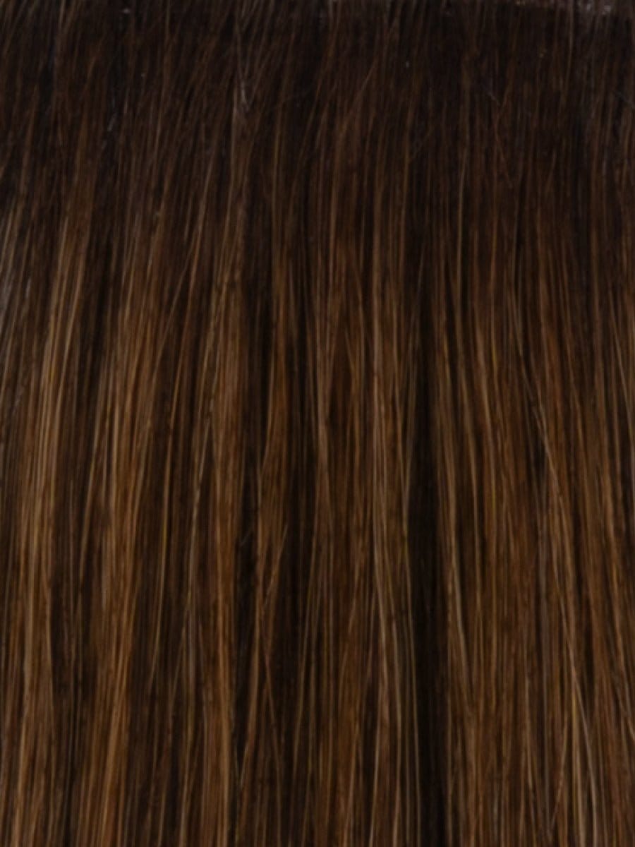 RH6/30SS | Shaded Chocolate Copper | A rooted medium red / copper / auburn shade built around chocolate copper. The darker root gives the color extra depth while the lengths show the lighter blended tones.