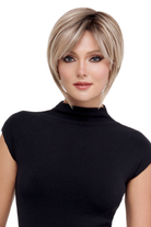 The Rogue by TressAllure is a short, layered blonde bob wig with a side-swept fringe and natural heat-friendly fibers.