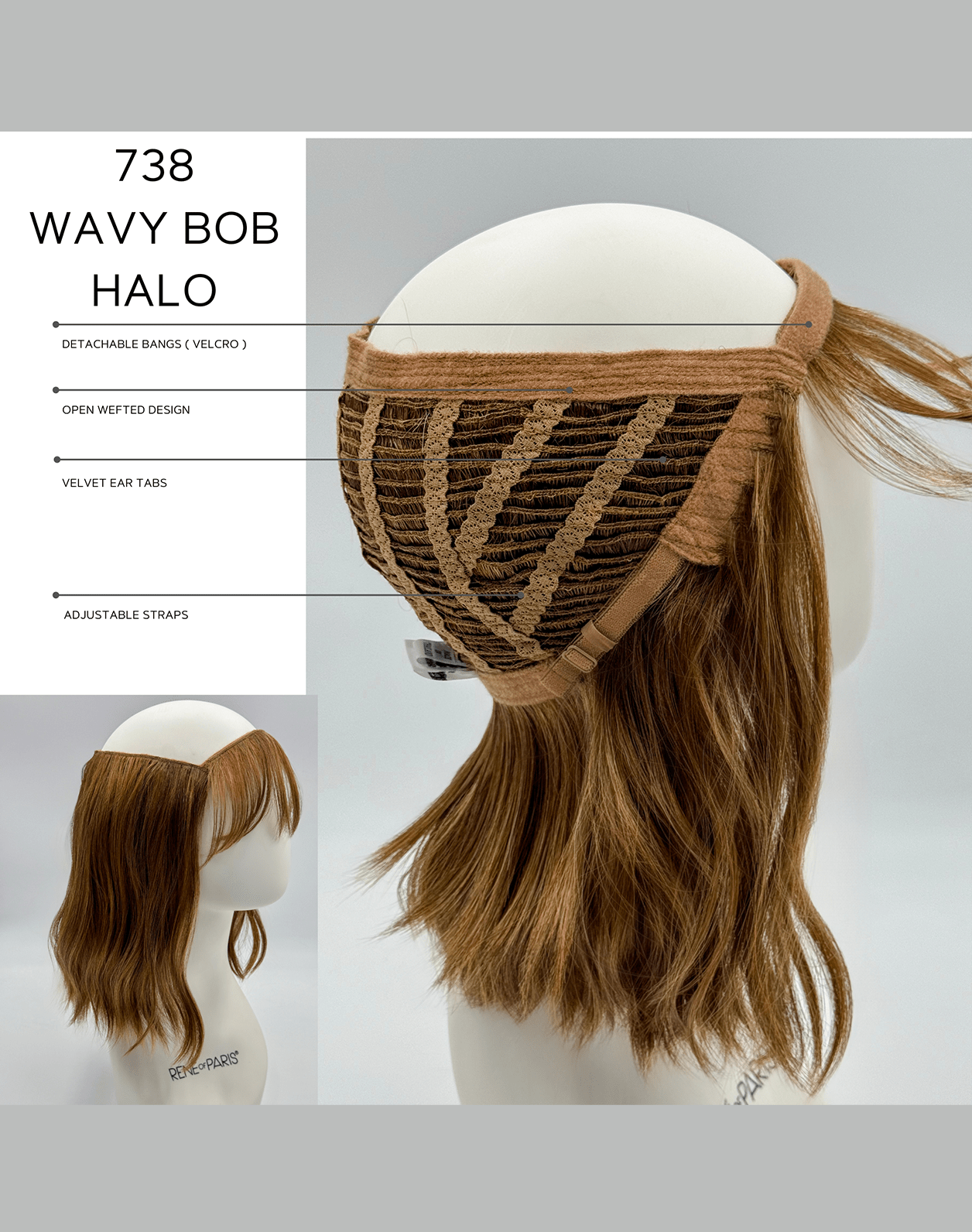 Wavy Halo Bob Top Piece by Rene of Paris | Synthetic Hair - Wig Studio 1