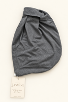 Wisdom Bamboo Turban in color Anthracite Melange laying flat.