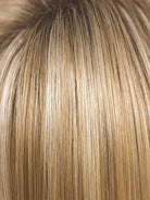CREAMY-TOFFEE-R | Light Platinum Blonde and Light Honey Blonde 50/50 blend with Dark Roots