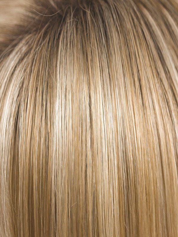 CREAMY-TOFFEE-R | Light Platinum Blonde and Light Honey Blonde 50/50 blend with Dark Roots