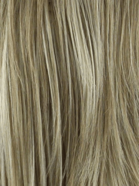 CREAMY-TOFFEE-R | Light Platinum Blonde and Light Honey Blonde 50/50 blend with Dark Roots