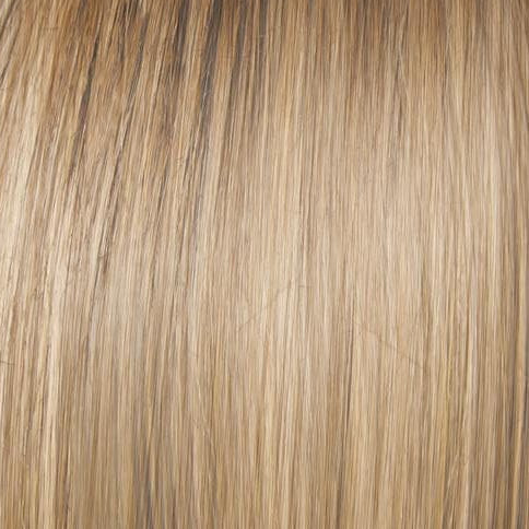 RL10/22SS | Shaded Iced Cappuccino | A rooted light blonde / light brown shade built around iced cappuccino. The darker root gives the color extra depth while the lengths show the lighter blended tones.