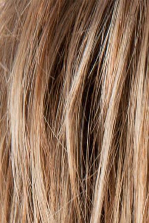 LIGHT-BERNSTEIN-R | Light Auburn, Light Honey Blonde, and Light Reddish Brown blend and Dark Roots
