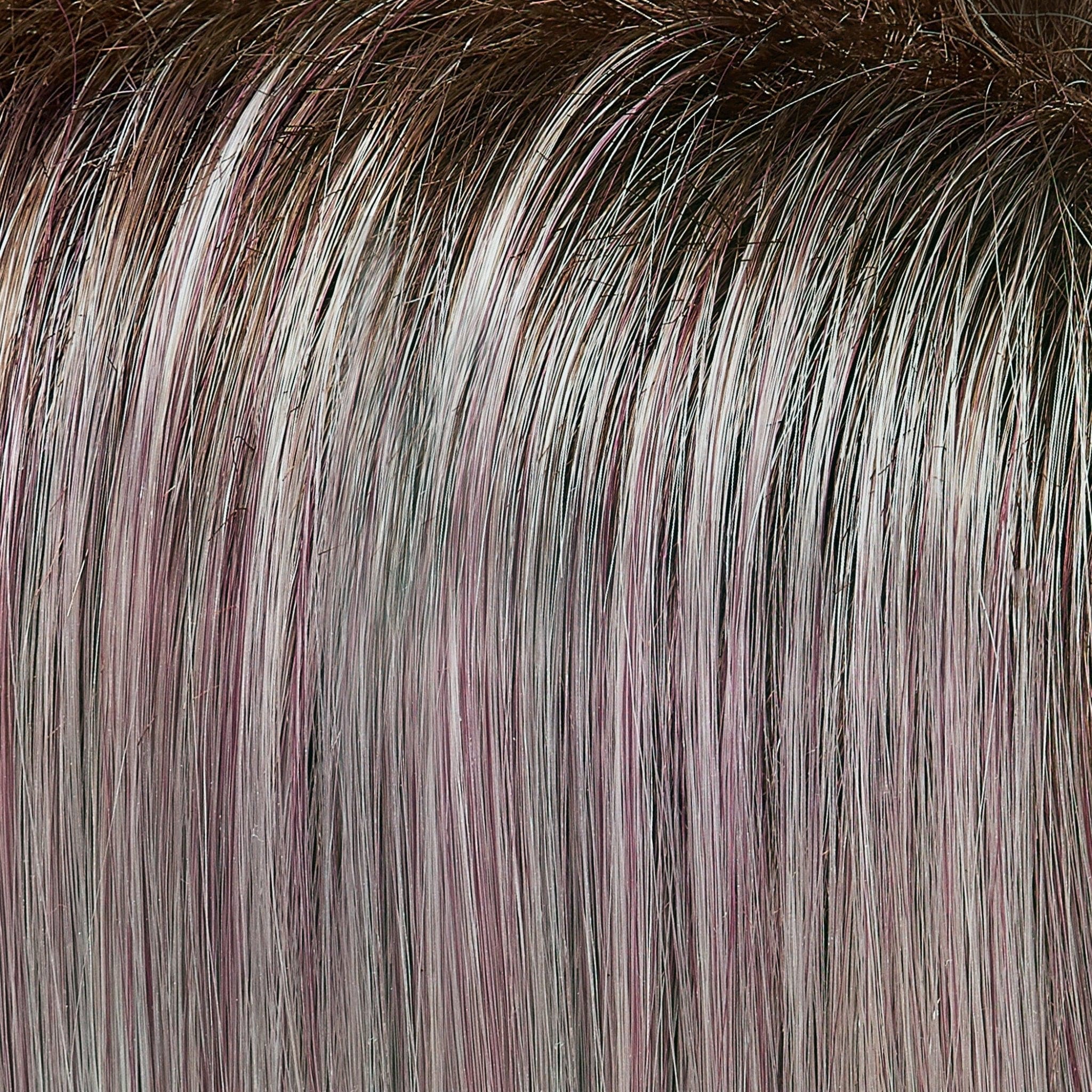 FS38/PLS8 | Flurry | Dark Natural Gold Brown with 35% Grey with Bold Plum Highlights. Shaded with Medium Brown