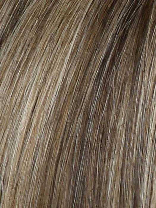 RL12 22SS SHADED CAPPUCCINO Light Golden Brown Evenly Blended with Cool Platinum Blonde Highlights and Dark Roots