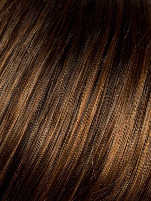 HAZELNUT ROOTED | Medium Brown base with  Medium Reddish Brown and Copper Red highlights and Dark Roots